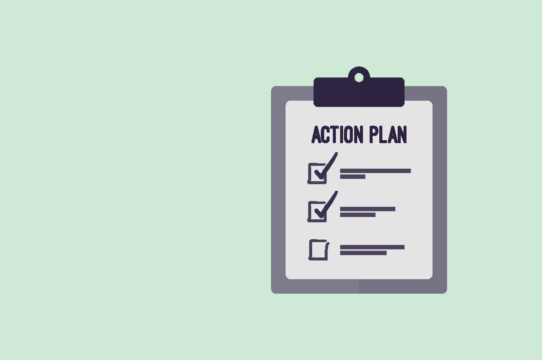 A clipboard with Action Plan written on it